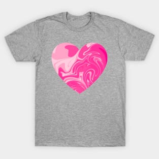 Deep Pink Wonder Swirl Abstract Heart T-Shirt